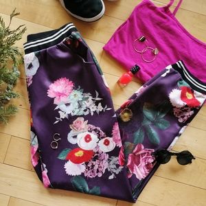 One of a Kind Satin Floral Joggers High Waist